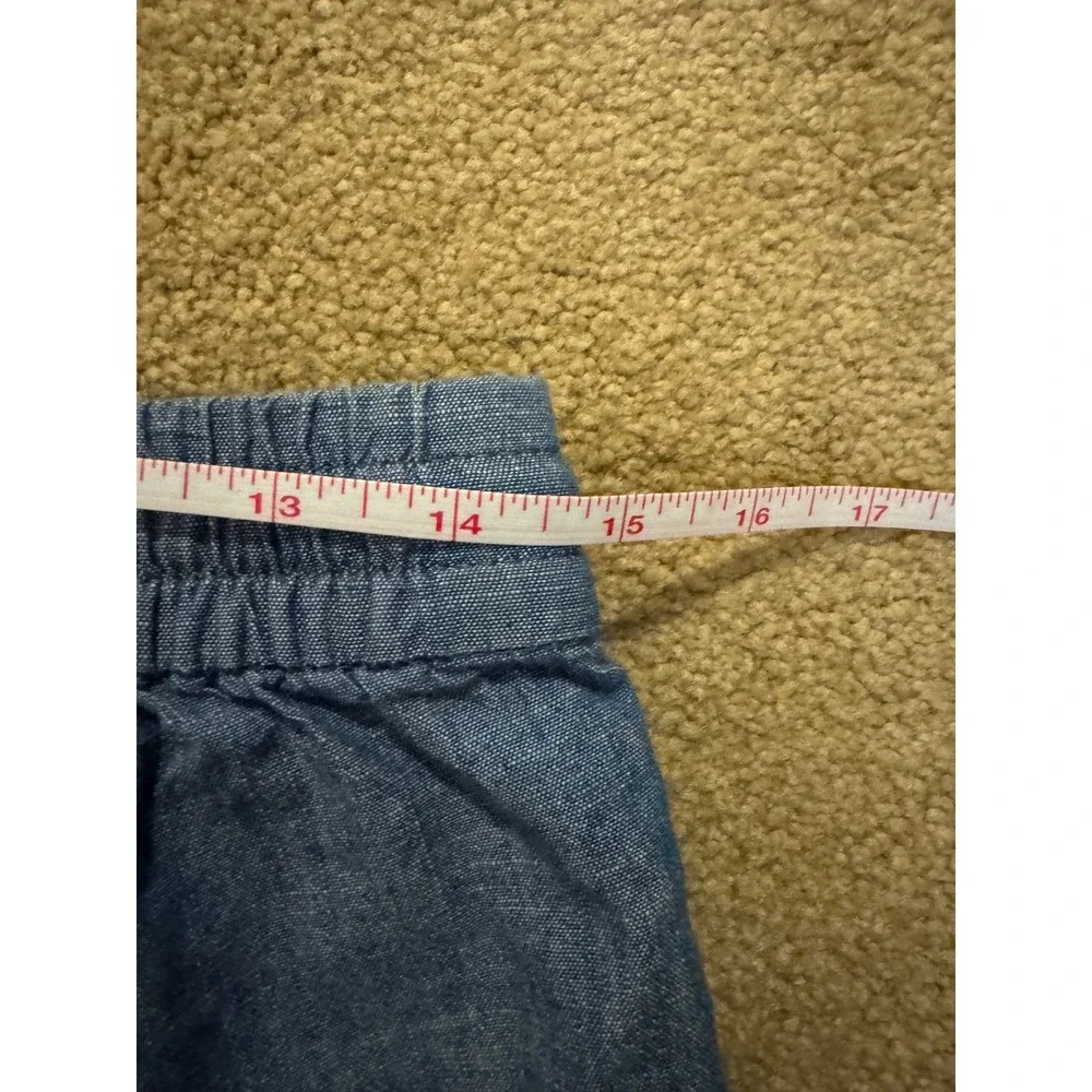 J.Crew Chambray Shorts Small Blue Re-imagined Cotton Drawstring‎ Patch Pockets